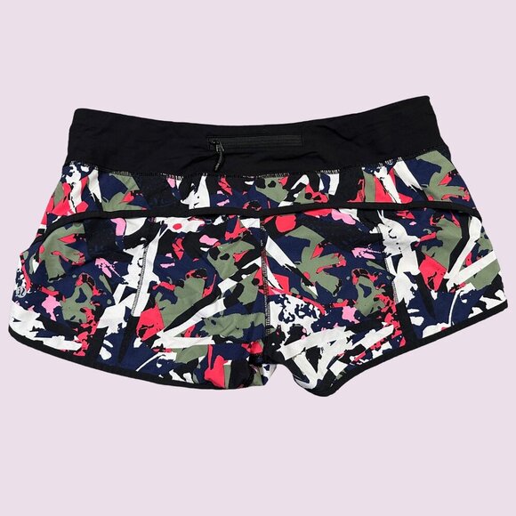 Lululemon Speed Up Running Workout Short Colorful Floral Graphic Print Size 10 - Picture 2 of 4